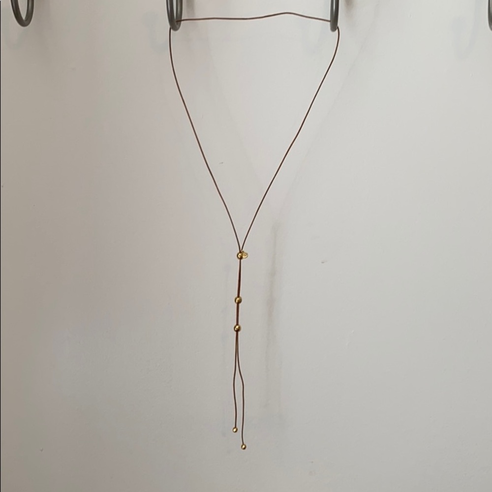 Gorjana brown leather lariat necklace